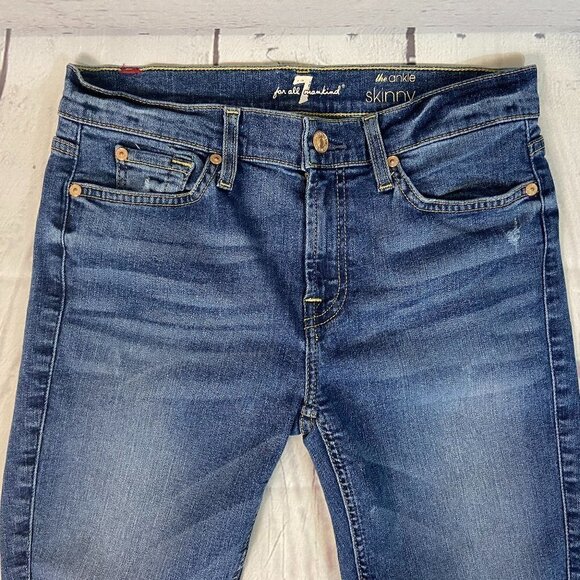 7 For All Mankind Ankle Skinny Jeans Women's Size 28 (28 x 28) Split Ankle - Picture 8 of 14